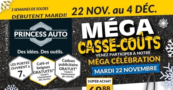 Circulaire Princess Auto - Méga Casse-coûts